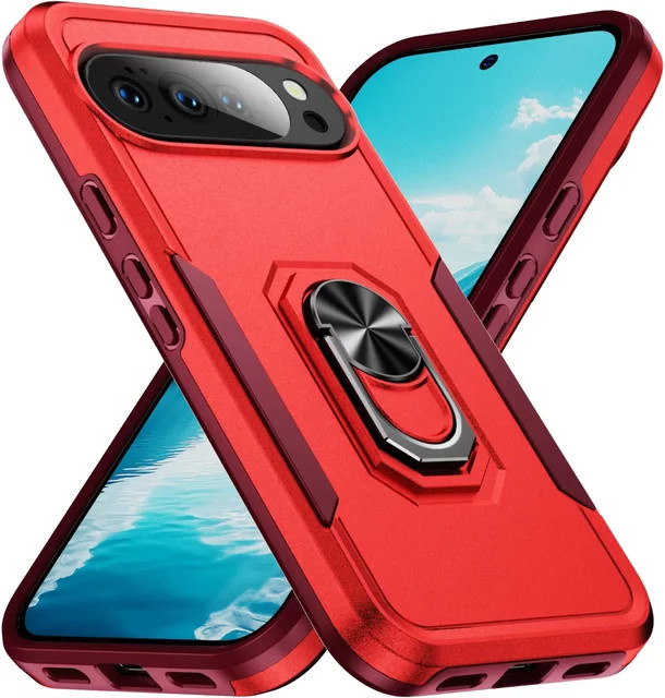 Robuste Hybrid-Handyhülle mit magnetischem Ringständer für Google Pixel 10, 9, Pro, XL, 8A, 7A, 6A, 6, 7, 8 Pro in Weiß oder Pink - Bild 1