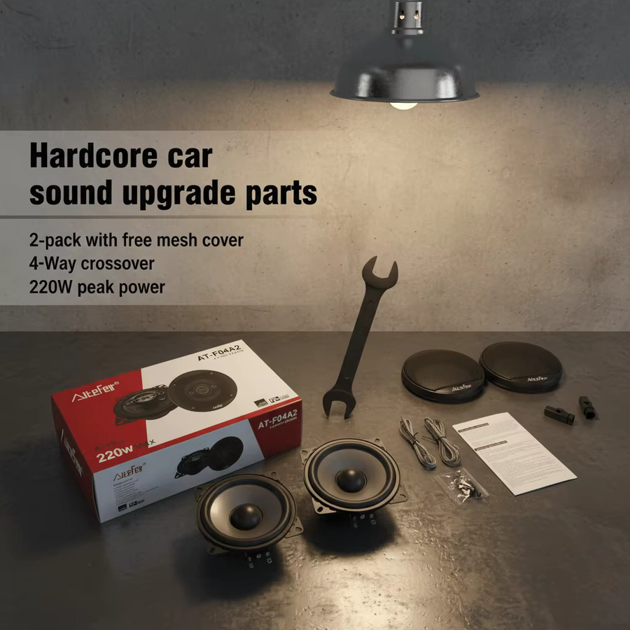 AiteFeir 4-Zoll Koaxiallautsprecher Super Heavy Subwoofer mit Hochtöner und Staubschutzgitter, 4-Wege-Mehrkanal, Schwarz - Bild 3