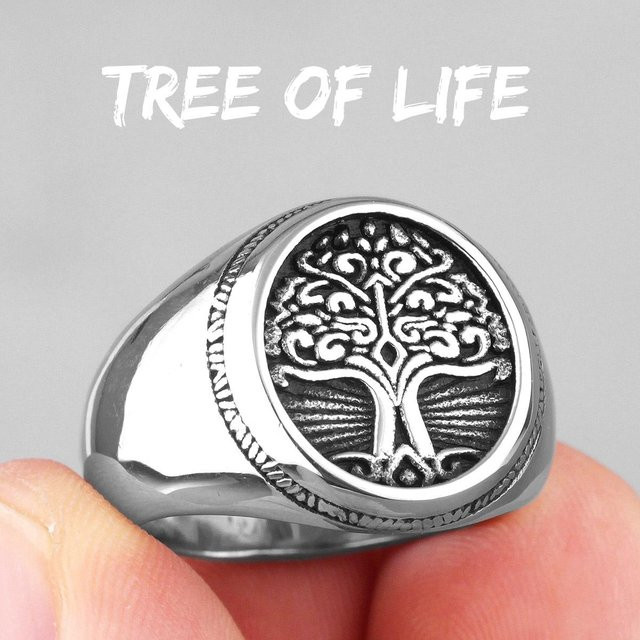 YIRAN Jewelry Ring Edelstahl, Baum des Lebens, Herren - Bild 1