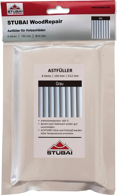 Stubai Wood-Repair Sticks Astfüller aus Kunstharz in Grau, 8 Stück, Länge: 150 mm - Bild 1