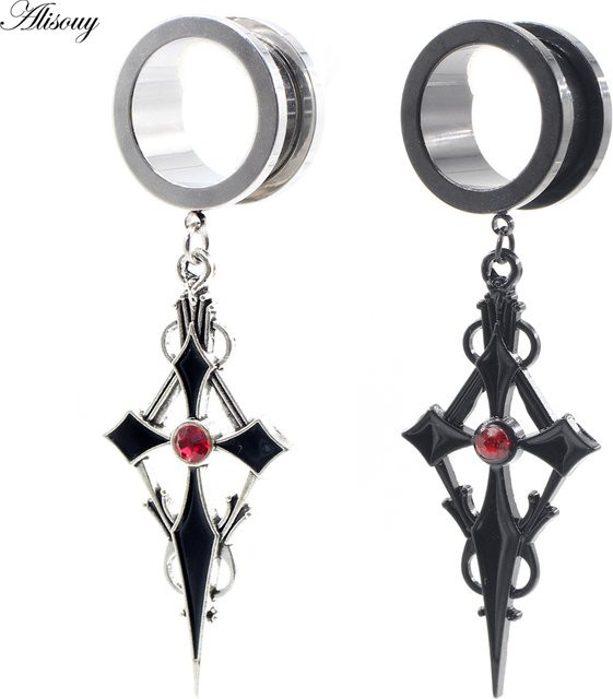 Alisouy Ohr Tunnel Plug Flesh Expander, Edelstahl, Zirkonia, Kristall, Unisex - Bild 1