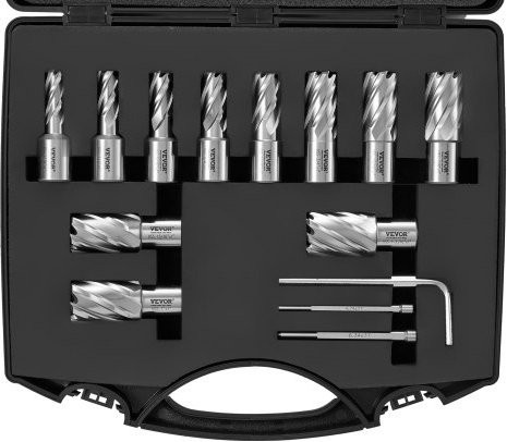 VEVOR Kronenbohrer-Set aus HSS für Magnetbohrmaschinen, 13-teilig, Farbe Silber - Bild 1