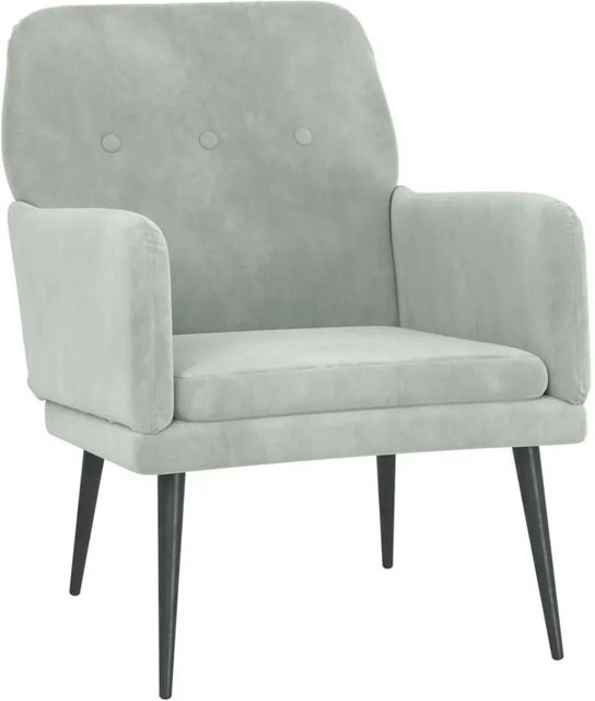 vidaXL Sessel aus Samt in Hellgrau mit Armlehnen und Metallrahmen B/T/H: 62 x 79 x 79 cm - Bild 1