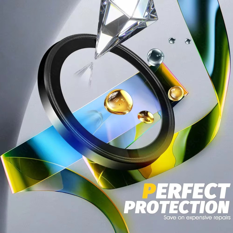 3D Kamera Schutz Glas für Apple iPhone 16e mit Metall Ring in Gold - Bild 3