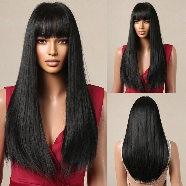 HAIRCUBE Perücke, synthetisch, schwarz, lang, glatt, Damen - Bild 1