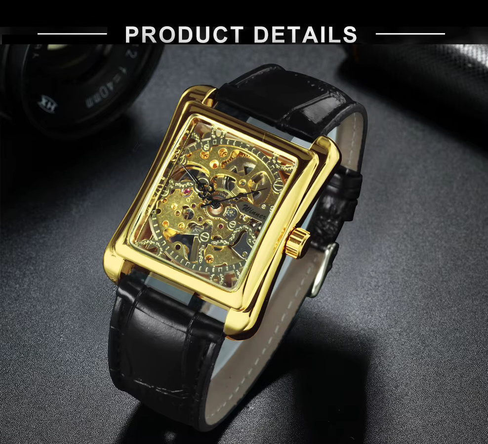 WINNER Armbanduhr, Mechanisch, Gold, Leder, Herren - Bild 2