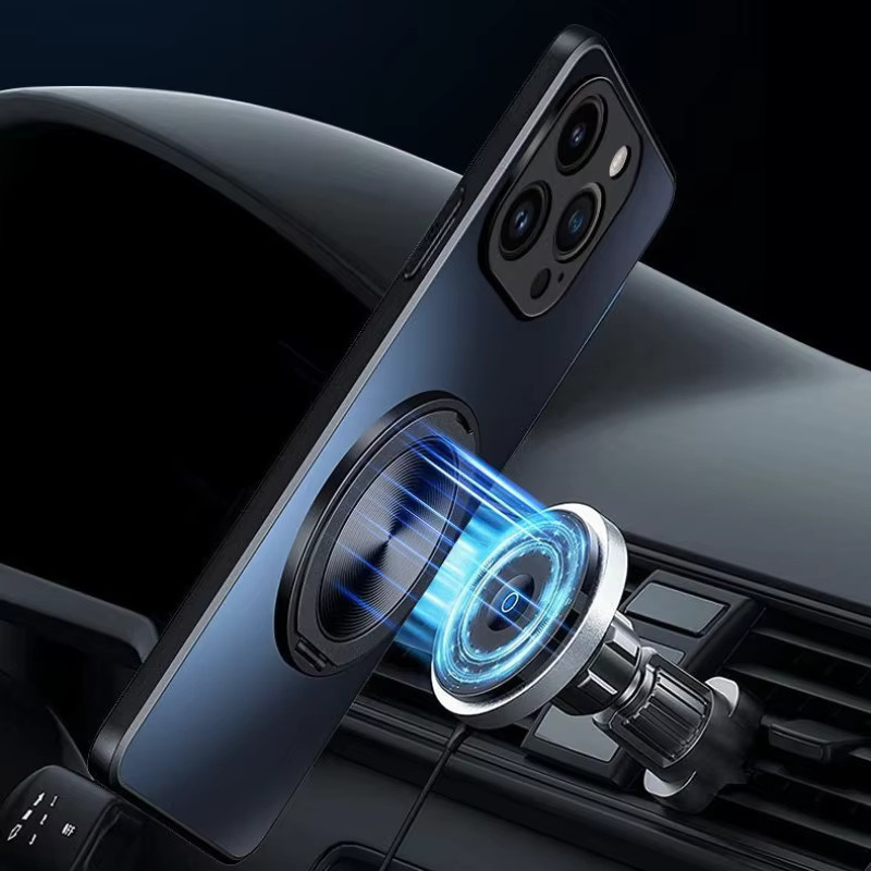 Luxus AG Frosted Hard PC Schutzhülle für VIVO V70 Lite V60 V50 V40 Pro X300 Pro X200 Ultra mit magnetischer Halterung in Silber - Bild 3