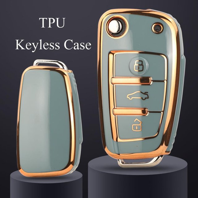 Jingyuqin Weiche TPU Autoschlüsselhülle für Audi A1 A3 A4 A5 A6 A7 A8 Q3 Q5 Q7 Q8 TT S3 in Grau - Bild 1