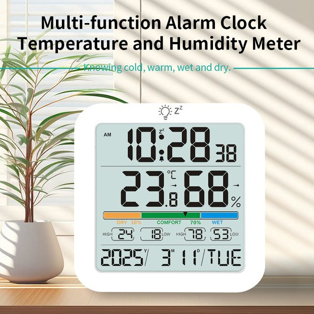 SQECH Wetterstation für Innen und Außen mit kabellosem Thermometer und Hygrometer in Weiß - Bild 1