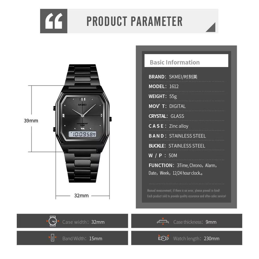 SKMEI Digitalarmbanduhr Edelstahl, Roségold, Unisex, Chronograph - Bild 3
