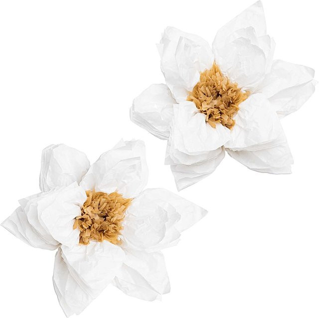 Rico Design Weihnachtsstern Seidenpapierblumen Weiß, 2 Stück, Höhe: 40 cm - Bild 1
