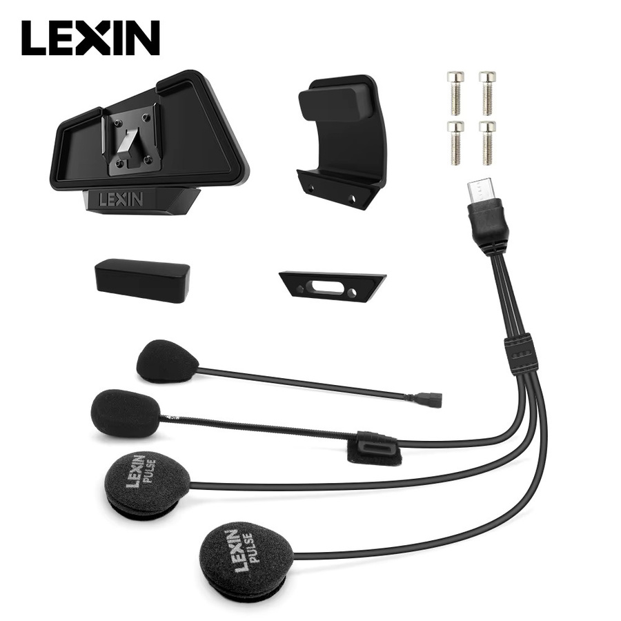 LEXIN MeshCom Intercom Bluetooth Headset mit 40mm Lautsprechern und Clip-Set für Voll- und Halbhelme in Schwarz mit Geräuschunterdrückung - Bild 4
