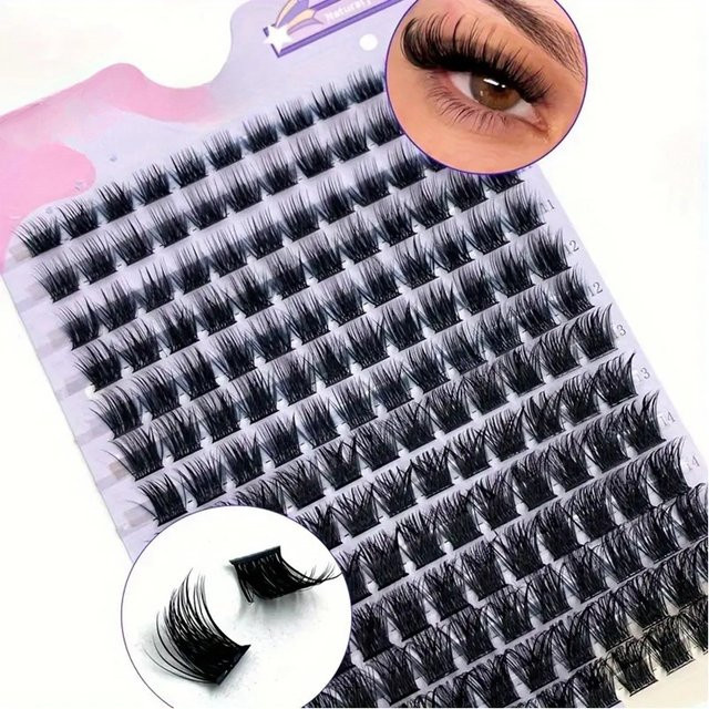 LIMEIKAI Faux Nerz Wimpern Cluster, 168 Stück, D Curling, 9-16mm, Unisex - Bild 1