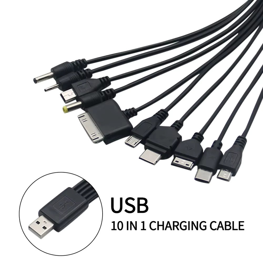 NNBILI 10-in-1 Universal Multifunktions USB Ladekabel mit mehreren Anschlüssen in Schwarz und Gelb - Bild 2