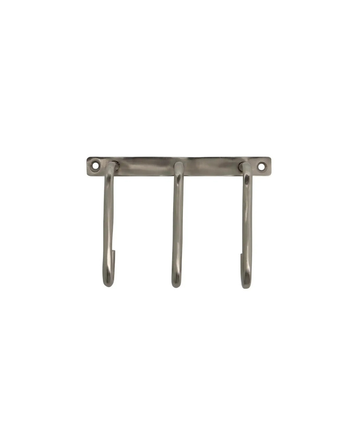 House Doctor Wandhaken Welo mit 3 Haken aus gebürstetem Edelstahl in Silber - Bild 1