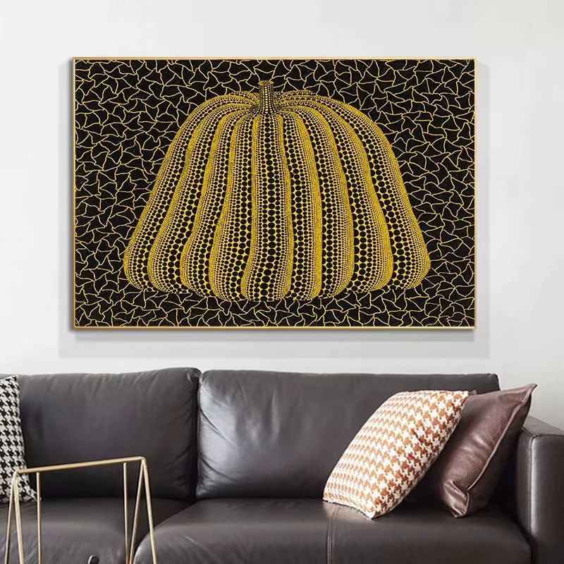 Potdemiel Abstrakter Kürbis Leinwandgemälde Gelb Moderne Wandkunst für dein Wohnzimmer - Bild 2