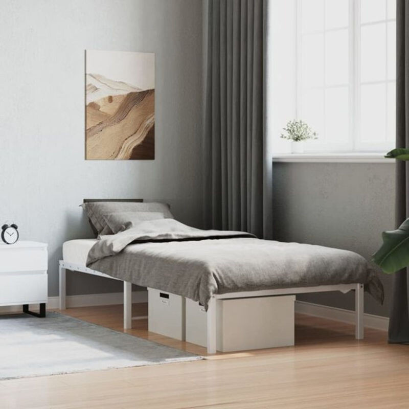 vidaxl Metallbett in Weiß im klassischen und minimalistischen Design, B/T/H: 90 x 200 cm - Bild 1