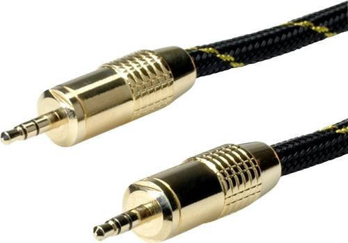 Roline Audio Anschlusskabel 3,5 mm Klinke auf 3,5 mm Klinke, Schwarz/Gold, 5,00 m Länge - Bild 1