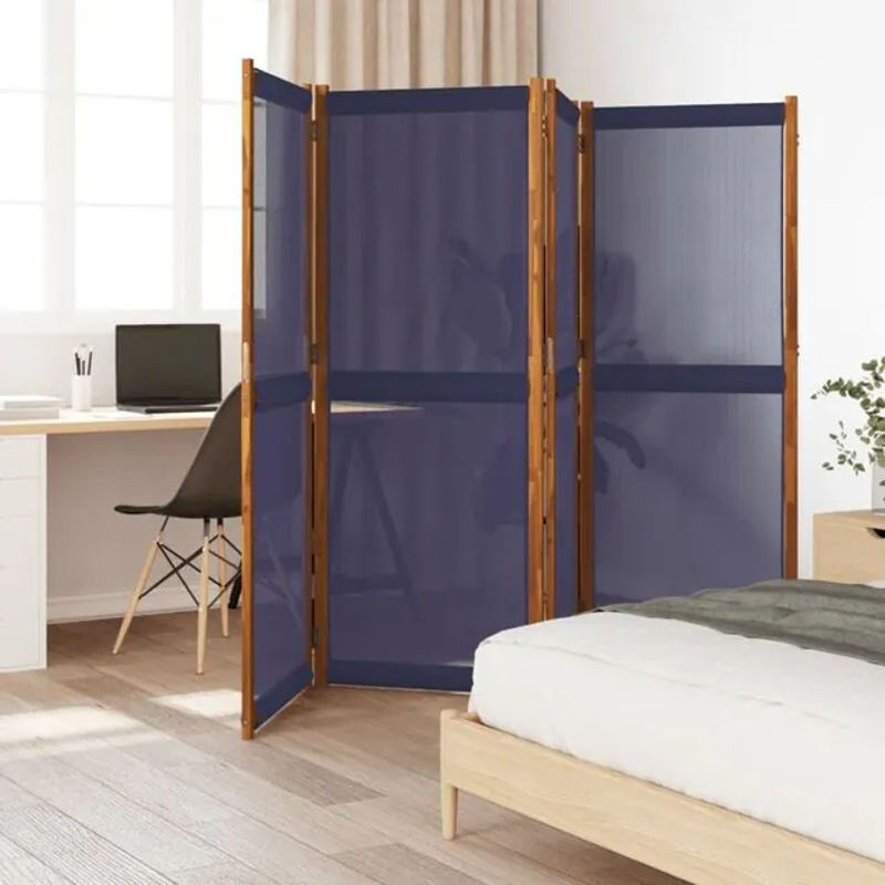 4-tlg. Paravent Vidaxl aus Holz und Textil, Blau, B: 280 cm, H: 180 cm - Bild 1