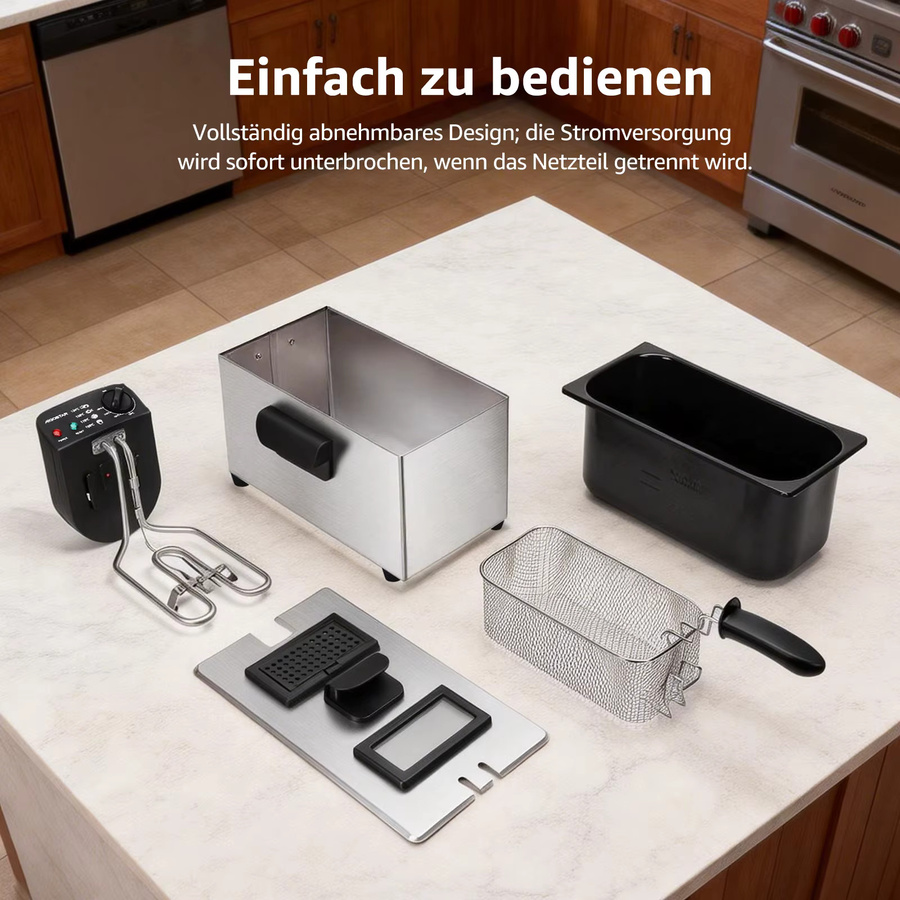 Aigostar Fritteuse aus Edelstahl mit transparentem Deckel, 2200 W, 3 l, Silber - Bild 6