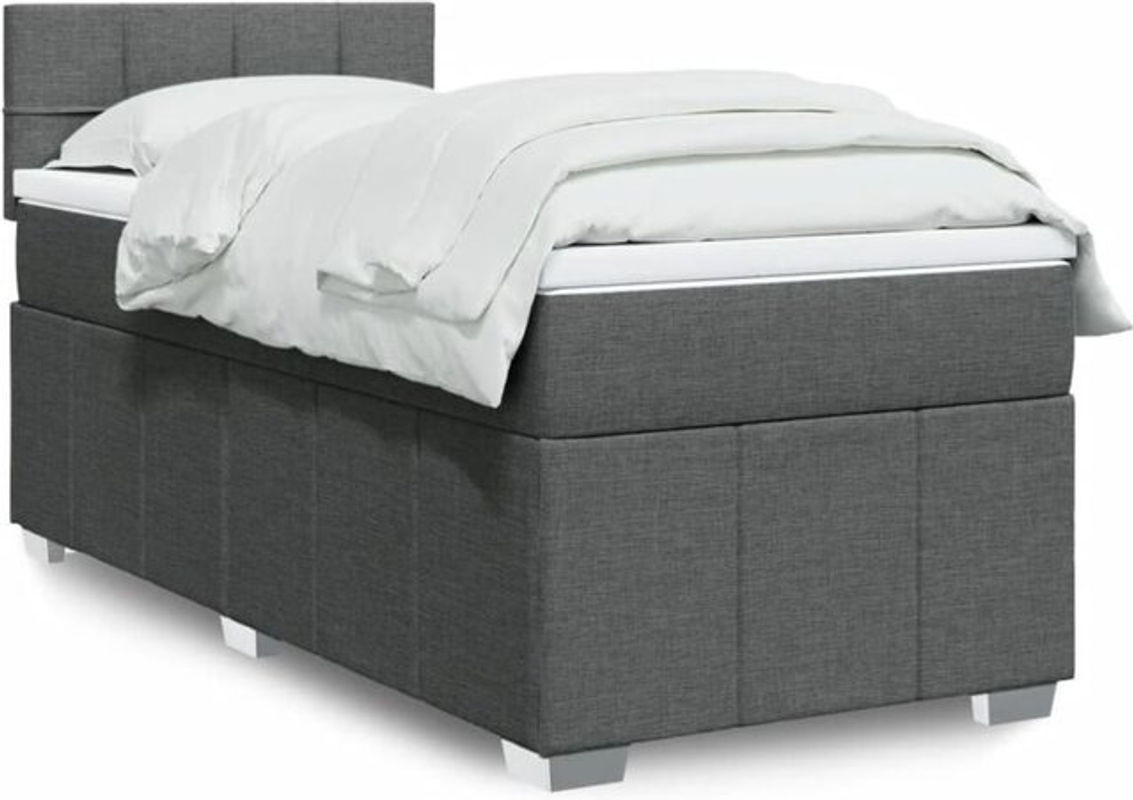 vidaxl Boxspringbett mit Matratze aus Stoff in Dunkelgrau B/T/H: 100 x 200 x 100,5 cm - Bild 1