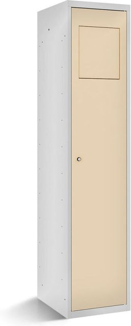 rotstahl Wäschesammelschrank mit Einwurfklappe in Elfenbein und lichtgrauem Korpus, B/T/H: 40 x 50 x 180 cm - Bild 1