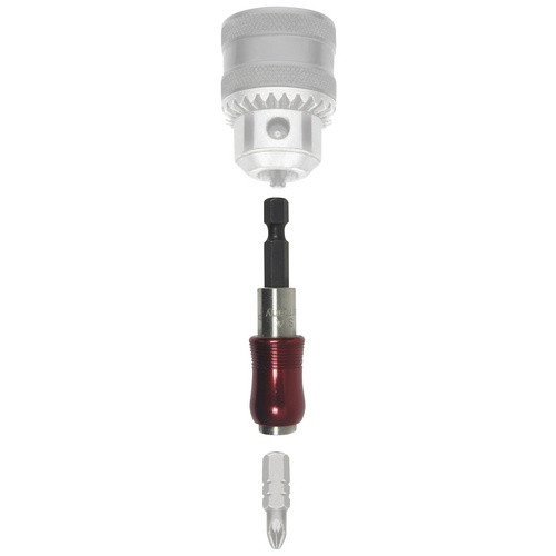 Connex Bithalter mit Schnellwechselfutter und 1/4 Zoll Sechskant in Rot und Grau aus Metall - Bild 2