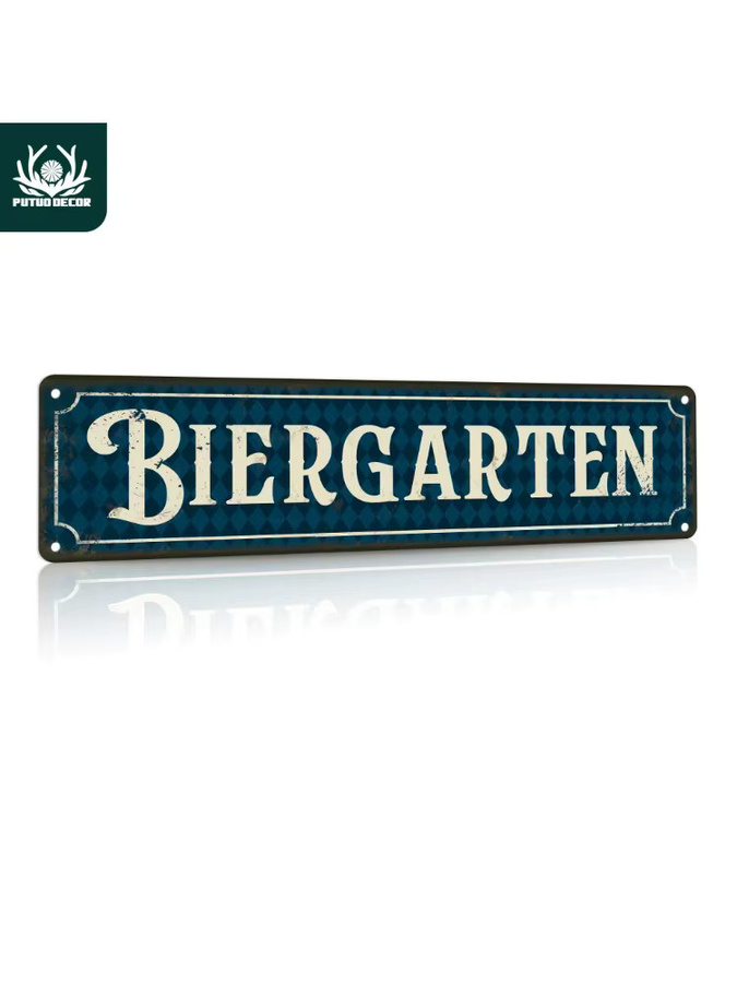 Putuo Decor Vintage Metall-Straßenschild in Blau als Wanddekoration für Biergarten, Bar oder Pub, B/H: 30,0 x 20,0 cm - Bild 2