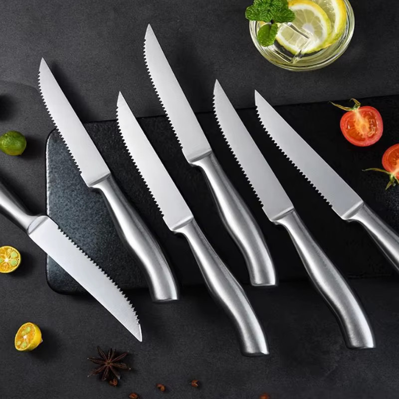 WXCOO Ganzstahl gezahnte Allzweckmesser in Silber für Steak, Obst und Brot - Bild 5