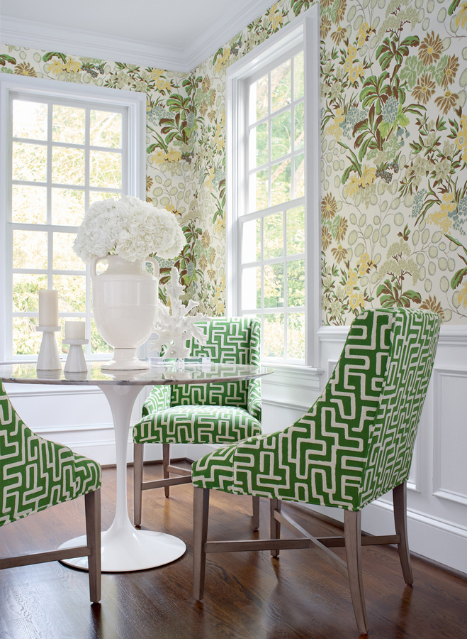 Thibaut Tapete Meadow in Grün mit floralem Naturdesign und botanischem Muster als Vlies-Tapete - Bild 1