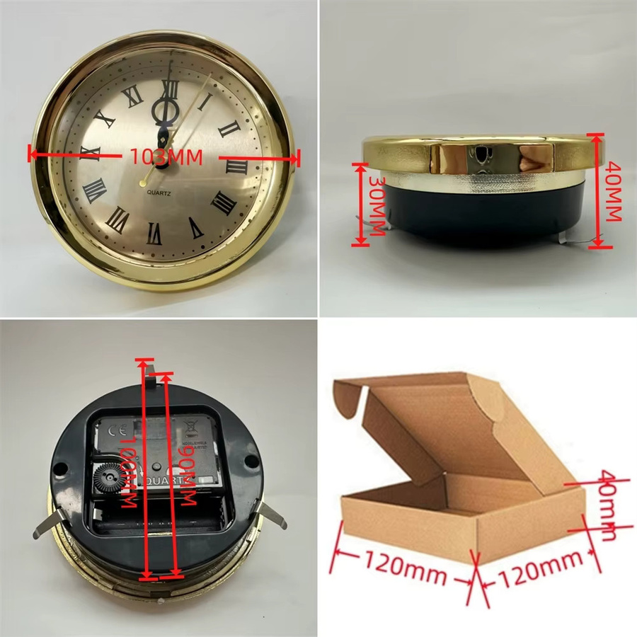LEENKEA Quarzuhr-Einsatz mit römischen Zahlen in Gold, Ersatz-Uhrwerk für DIY-Wanduhren, Durchmesser: 10,3 cm - Bild 2