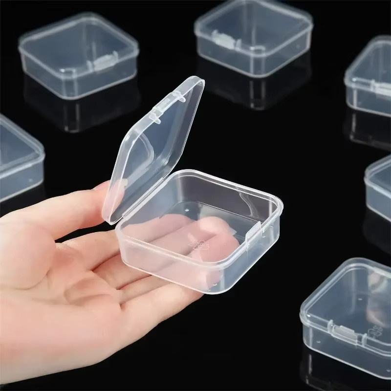 6er oder 60er Set transparente Kunststoff-Aufbewahrungsboxen mit Klappdeckel für Schmuck, Kunsthandwerk und Kleinteile - Bild 2
