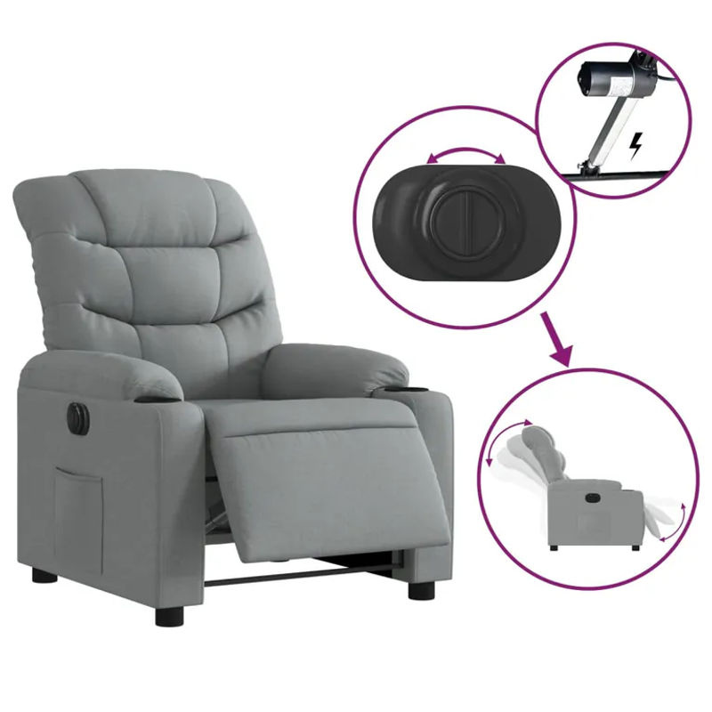 Vidaxl Elektrischer Relax-Sessel in Grau mit Stoffbezug im modernen Design - Bild 7