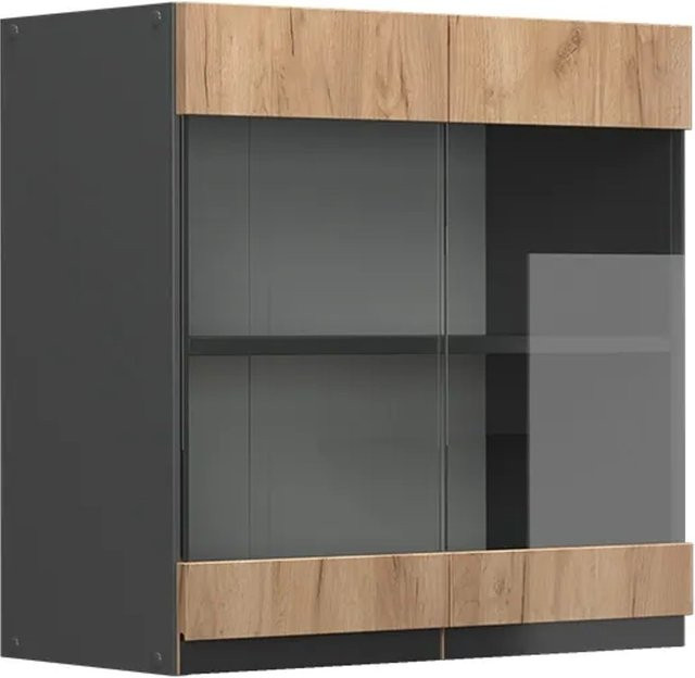 Vicco Glashängeschrank R-Line J-Shape für die Küche in Anthrazit und Eiche, Breite: 60 cm - Bild 2