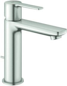Grohe Waschtisch-Einhebelmischer Lineare S-Size in Supersteel mit Ablaufgarnitur und wassersparender Funktion, Silber - Bild 1