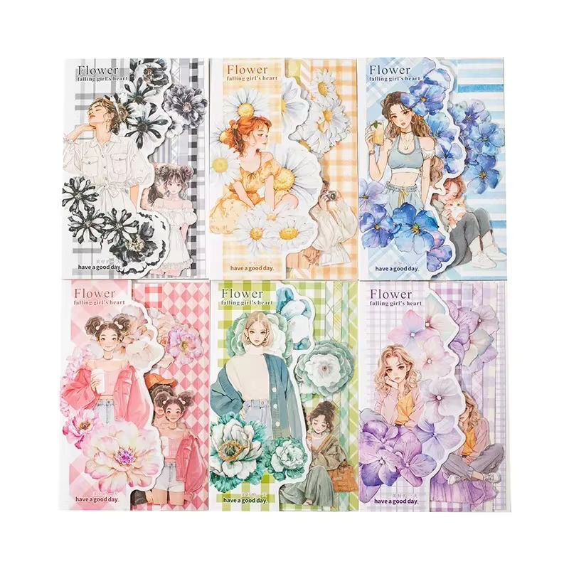 YCDBTH Flower Drop Romance Serie Kraftpapier-Aufkleber mit 20 Stück in Weiß und Mehrfarbig, florale Motive und Mädchen-Designs - Bild 3