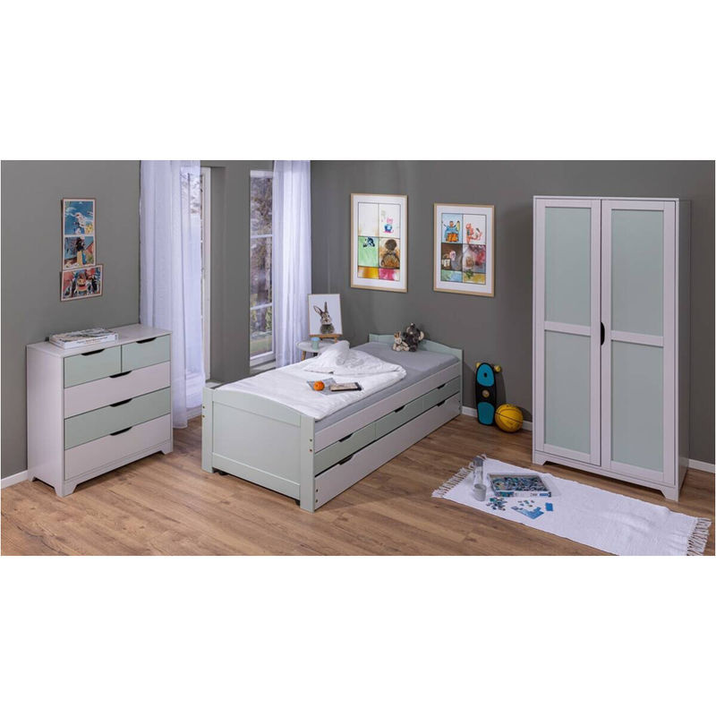 Inter Link Kleiderschrank Prati in Hellgrau und Salbeigrün, B/H/T: 59,5 x 205 x 92 cm - Bild 3
