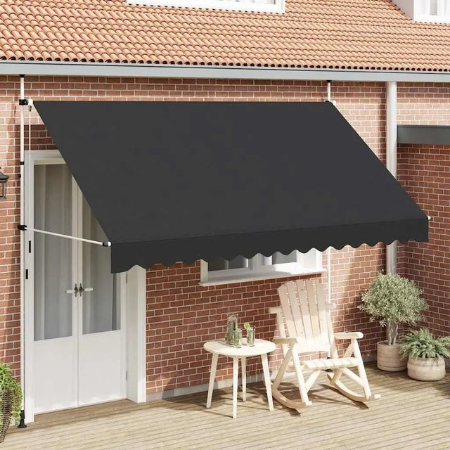 Handbetriebene Furnicato Einziehbare Markise aus Polyester in Anthrazit, Breite: 350 cm, Ausladung: 120 cm - Bild 1