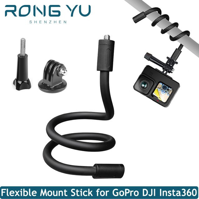 Flexibler Monopod Selfie-Stick und Stativ-Halsständer in Schwarz für GoPro Hero 13 12 11 9 und Insta360 X4 X3 X5 Action-Kameras - Bild 1