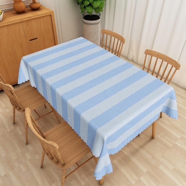 JMG Household Supplies Rechteckige Tischdecke mit rosa weiß blau gestreiftem Design aus Polyester, B/T: 90 x 140 cm - Bild 1