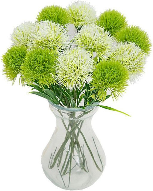 TTCY Künstliche Löwenzahn Blumen aus Kunststoff in Grün für Garten, Vase und Hochzeit Dekor (10 Stück) - Bild 1