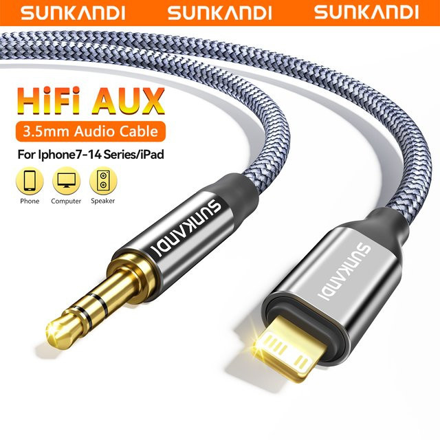 SUNKANDI Lightning auf 3,5 mm Klinke Aux-Audiokabel Adapter für iPhone in Grau - Bild 1