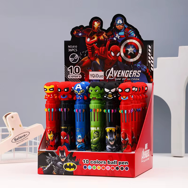Marvel Mehrfarbiger Zehn-Farben-Kugelschreiber mit Superhelden-Motiv aus PVC für Studenten und Schule - Bild 2