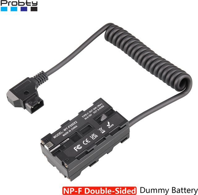 Probty D-Tap auf doppelseitigen NP-F550 Dummy-Akku-Stromadapter in Schwarz für LED-Licht, Atomos Ninja, Atomos Shinobi und Hollyland Wireless Systeme - Bild 1
