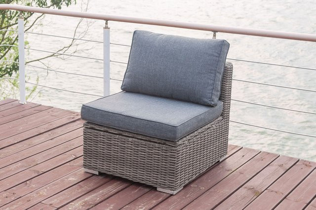 OUTFLEXX Mittelelement aus Polyrattan in Grau mit verstellbarer Sitzfläche und wasserfester Kissenbox, B/T/H: 70 x 82 x 70 cm - Bild 1