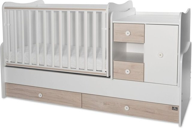 Lorelli Babybett und Jugendbett 3 in 1 Mini Max umbaubar für 2 Kinder, grau weiß - Bild 1