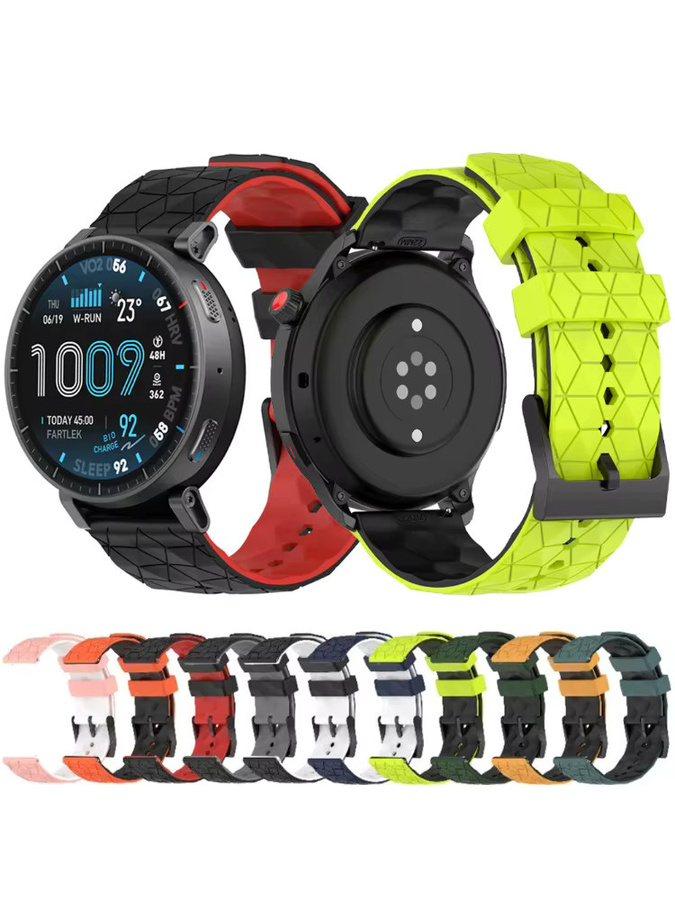 Uhrenarmband Silikon, Fußballmuster, multicolor, 22mm 20mm - Bild 4