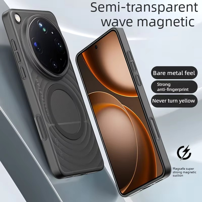 Transparente Vivo X300 Ultra Handyhülle mit Wellenmuster und MagSafe Magnetfunktion in Schwarz - Bild 2
