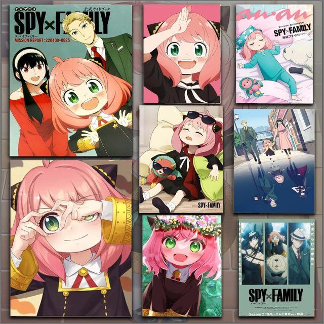MINISO Spy X Family Anya Poster HD Wasserdicht Selbstklebend Heimdekoration Schwarz - Bild 1