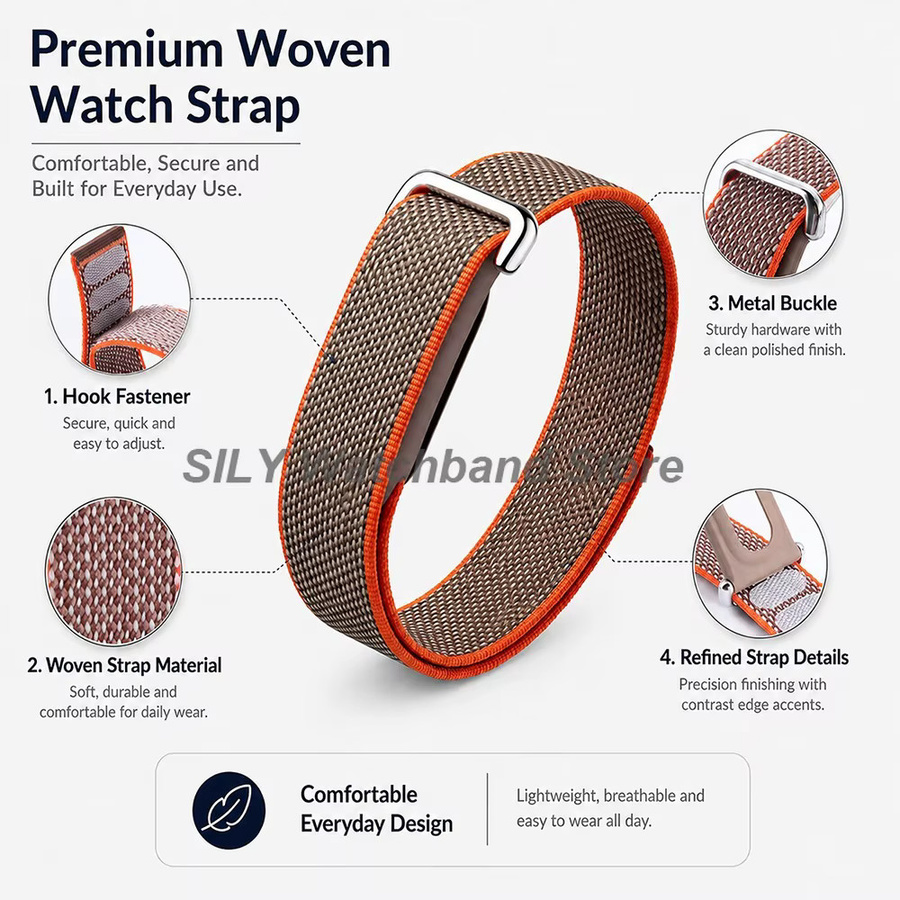 Fitbit Uhrenarmband Nylon, Textil/NATO, Bunt, Unisex - Bild 5
